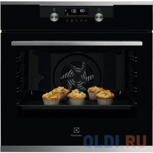 Встраиваемые электрические духовки ELECTROLUX/ Духовой шкаф с паром SteamBake, 9 режимов, основной цвет - черный, утапливаемые переключатели, цветной