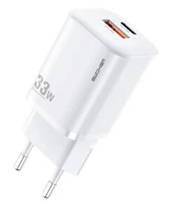 Зарядное устройство Wekome Fast Charging PD+QC 33W GaN Charger A+C (WP-U140) White