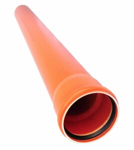 Труба ПВХ d= 315 мм, Стенка: 9.2 мм, L= 6.14 м, Жесткость: SN8, Тип: для канализации, Цвет: оранжевый