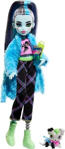 Кукла Фрэнки Штейн Monster High Dol Frankie Stein Doll with Pet Dog Watzie, Creepover Party