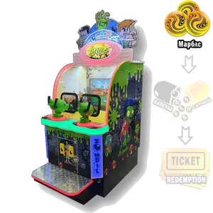 Двойной "Zombie Attack" Детский автомат тир с видеоигрой Новинка, Шарики марблс со ступенькой