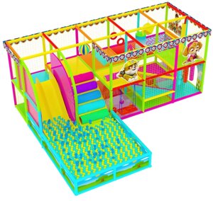 «Щенячий патруль» 16,3м² (5.8*2,35*2.5 м) Игровой лабиринт + бассейн (1,15*2,35 м)