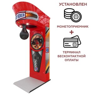 Силомер Rocky Boxer Красный, 4-х значный дисплей, корпус New с монетоприемником и терминалом безналичной оплаты