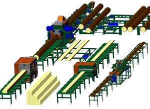 Лесопильная линия для распиловки среднего леса Триумф