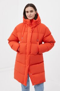 Finn-Flare Пуховое пальто женское прямого кроя с капюшоном XL