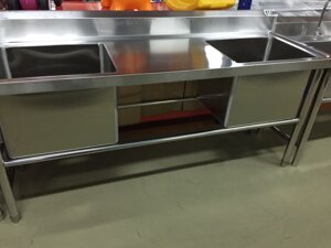 Ванна моечная цельнотянутая с рабочей поверхностью 2-секционная глубокая