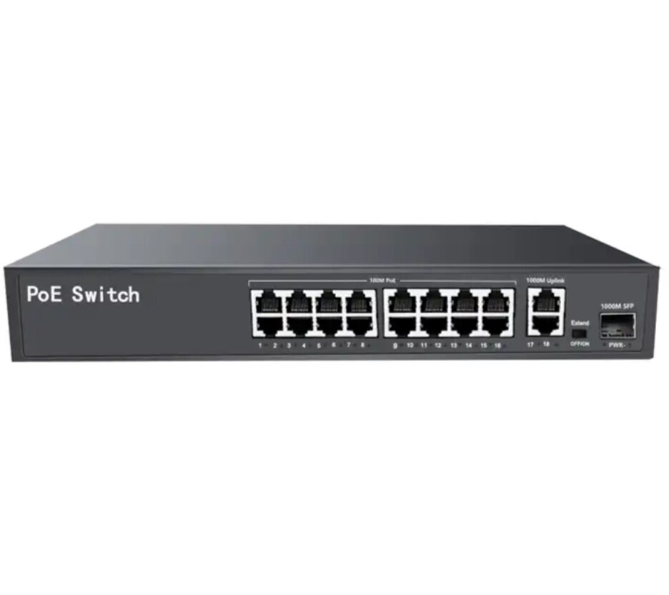 Коммутатор РОЕ Herzco  HC-16BP\2GE + SFP (POE 10/100Mbps, uplink 1000Mbps, SFP 1000Mbps ), 240 Wt от компании ТОО Herz(Герц) - фото 1