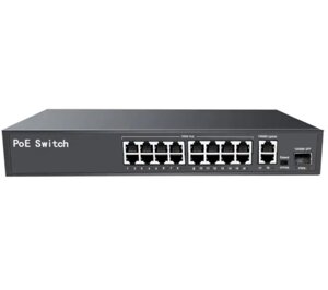 Коммутатор рое herzco HC-16BP\2GE + SFP (POE 10/100mbps, uplink 1000mbps, SFP 1000mbps ), 240 wt