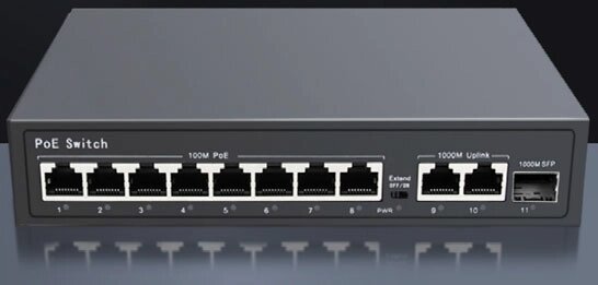 Коммутатор РОЕ Herzco  HC-8BP\2GE + SFP (POE 10/100Mbps, uplink 1000Mbps, SFP 1000Mbps ), 120 Wt от компании ТОО Herz(Герц) - фото 1