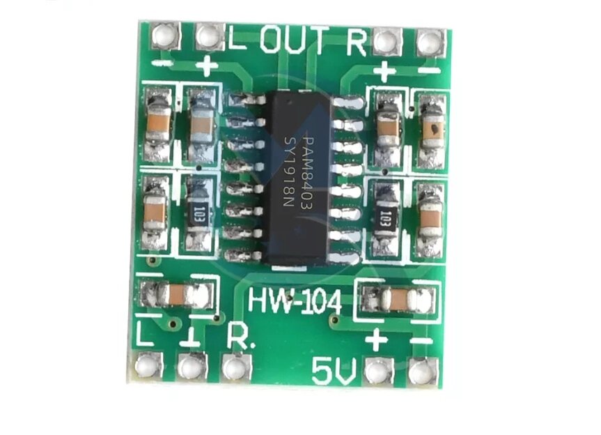 Модуль усилителя НЧ, PAM8403 , 2х3 Вт, питание 2.5-5.5 В. от компании ТОО Herz(Герц) - фото 1