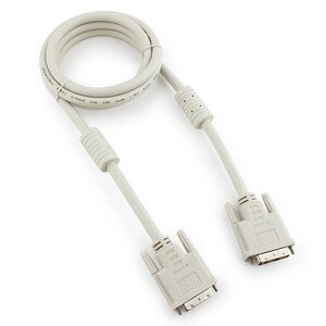 Кабель DVI-D single link Cablexpert CC-DVI-6C, 19M/19M, 1.8м, серый, экран, феррит. кольца, пакет