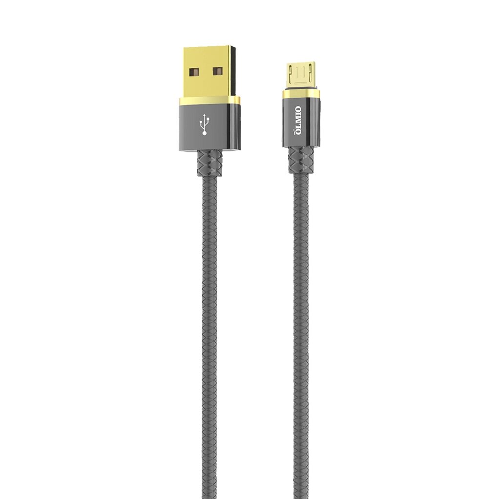 Кабель Olmio Deluxe, USB 2.0 - microUSB, 1м, 2.1A, серый от компании icopy - фото 1