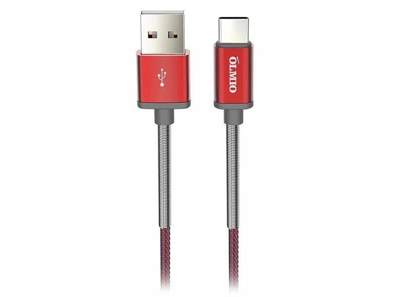 Кабель Olmio HD, USB 2.0 - USB Type-C, 1.2м, 2.1A, красный от компании icopy - фото 1