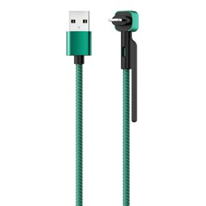 Кабель Olmio Stand, USB 2.0 - lightning, 1.2м, 2.1A, зеленый