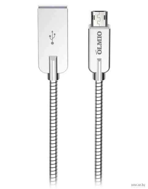 Кабель Olmio Steely, USB 2.0 - microUSB, 1.2м, 2.1A, серый от компании icopy - фото 1