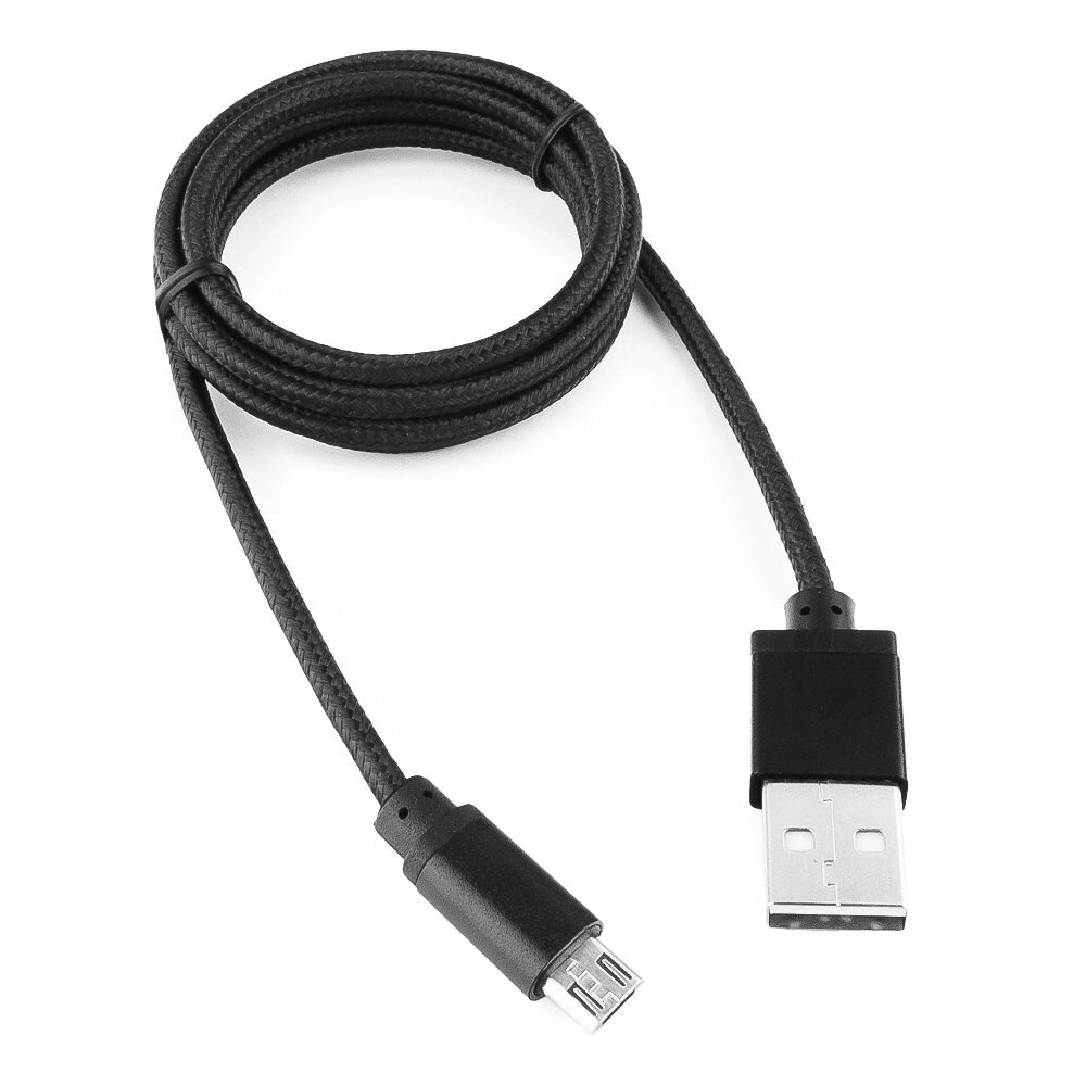 Кабель USB 2.0 Cablexpert CC-mUSB2bk1m, USB-MicroUSB, 1м, нейлон оплет, алюмразъемы, черный. от компании icopy - фото 1