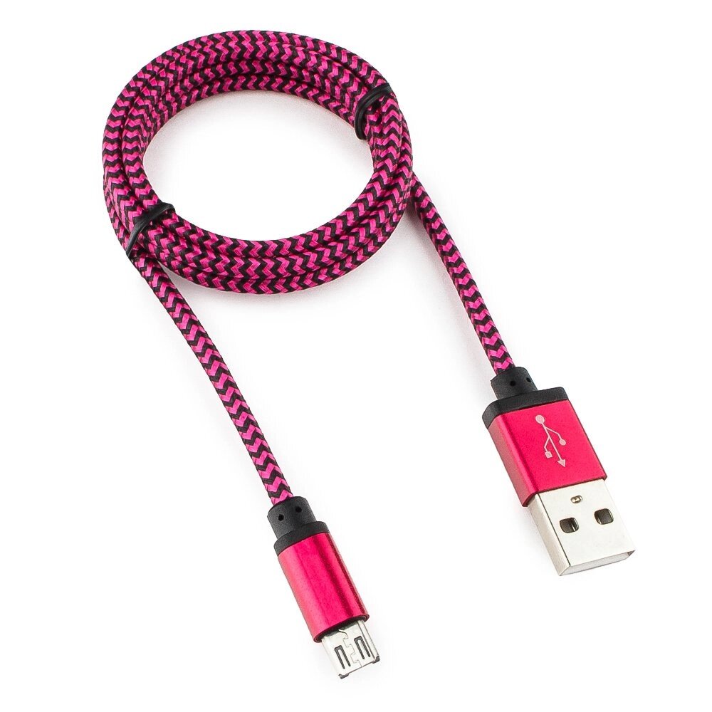 Кабель USB 2.0 Cablexpert CC-mUSB2pe1m, USB-MicroUSB, 1м, нейлоновая оплетка, алюм разъ, фиол от компании icopy - фото 1