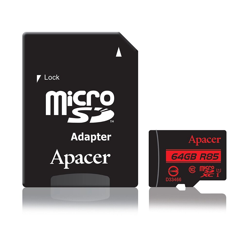 Карта памяти Apacer AP64GMCSX10U5-R 64GB + адаптер от компании icopy - фото 1