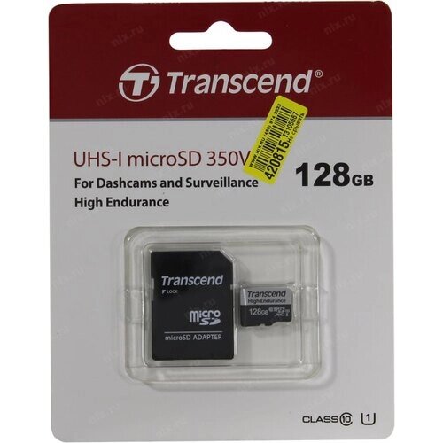 Карта памяти MicroSD 128GB Class 10 U1 Transcend TS128GUSD350V от компании icopy - фото 1