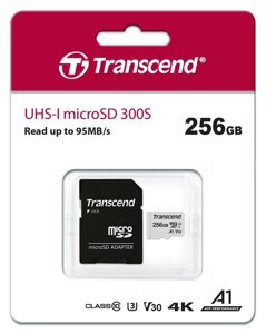 Карта памяти microsd 256GB class 10 U3 A1 transcend TS256GUSD300S-A