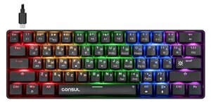 Клавиатура игровая механическая Defender Consul GK-220 RU, Rainbow,61кн, крас. свитчи черный