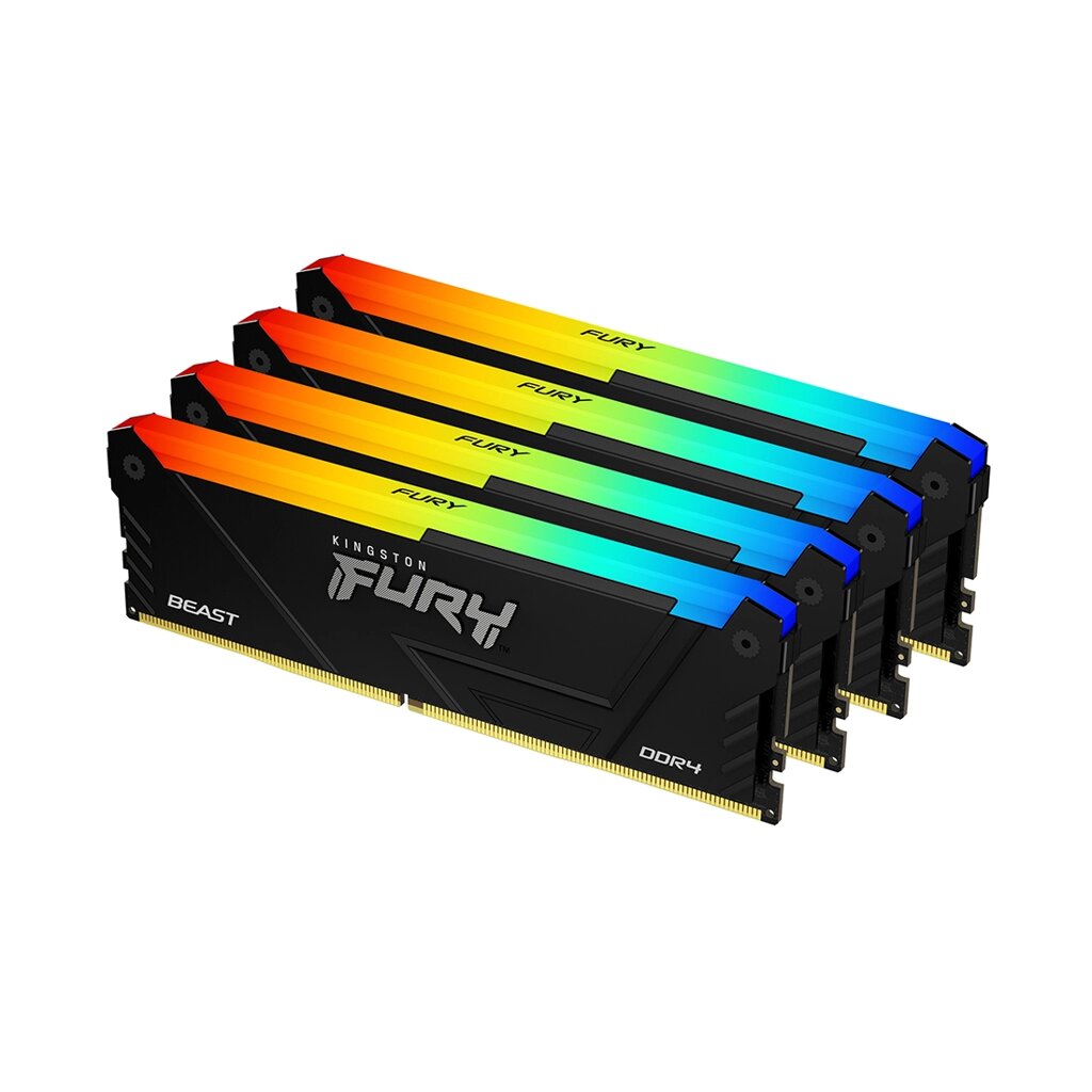 Комплект модулей памяти Kingston FURY Beast RGB KF432C16BB2AK4/128 DDR4 128GB (Kit 4x32GB) 3200MHz от компании icopy - фото 1