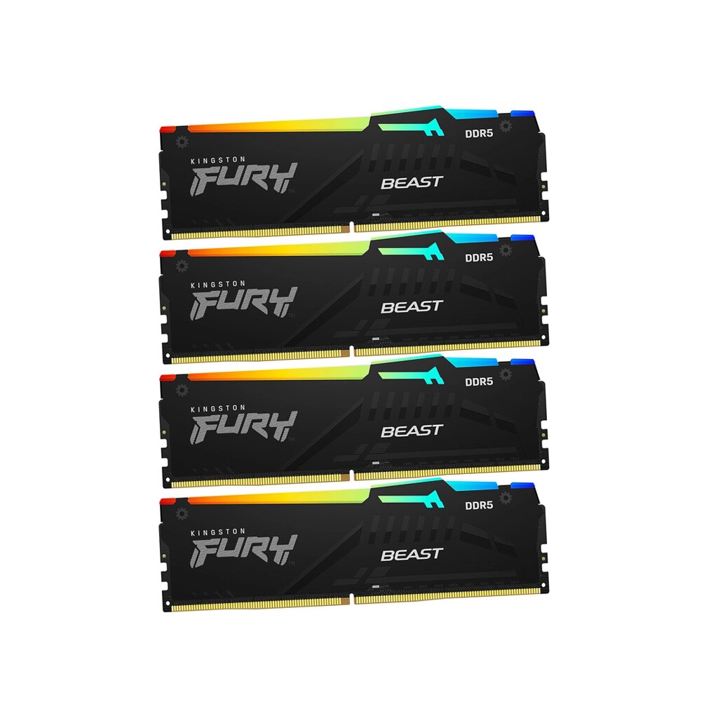 Комплект модулей памяти Kingston FURY Beast RGB XMP KF556C40BBAK4-128 DDR5 128GB (Kit 4x32GB) 5600MH от компании icopy - фото 1