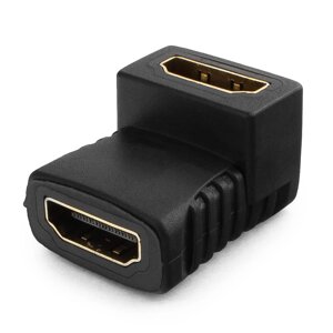 Переходник HDMI HDMI Cablexpert A-HDMI-FFL, 19F/19F, угловой, золотые разъемы, пакет