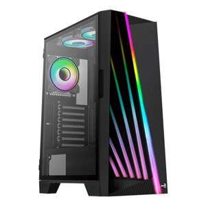 Компьютерный корпус Aerocool Mirage-G-BK-v2, ATX/Micro ATX, USB 2*3.0/1*2.0, HD-Audio+Mic, Кулер 3*12см ARGB, Без Б/П