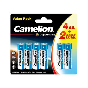 Батарейка CAMELION Digi Alkaline 4+2LR6DG-BP 6 шт. в блистере