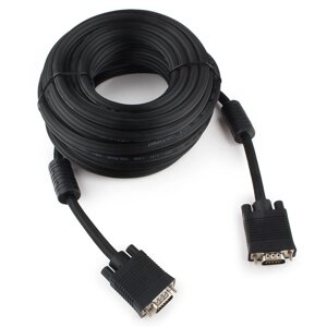 Кабель VGA Premium Cablexpert CC-PPVGA-10M-B, 15M/15M, 10м, черный, двойной экран, феррит. кольца, па