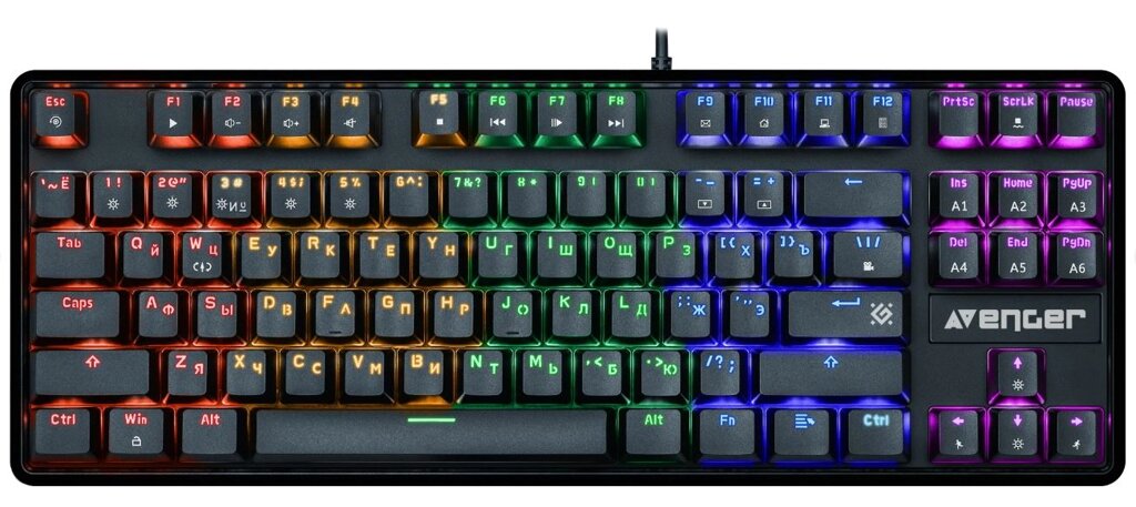 Клавиатура игровая механическая Defender Avenger GK-412 RU, RGB черный - характеристики