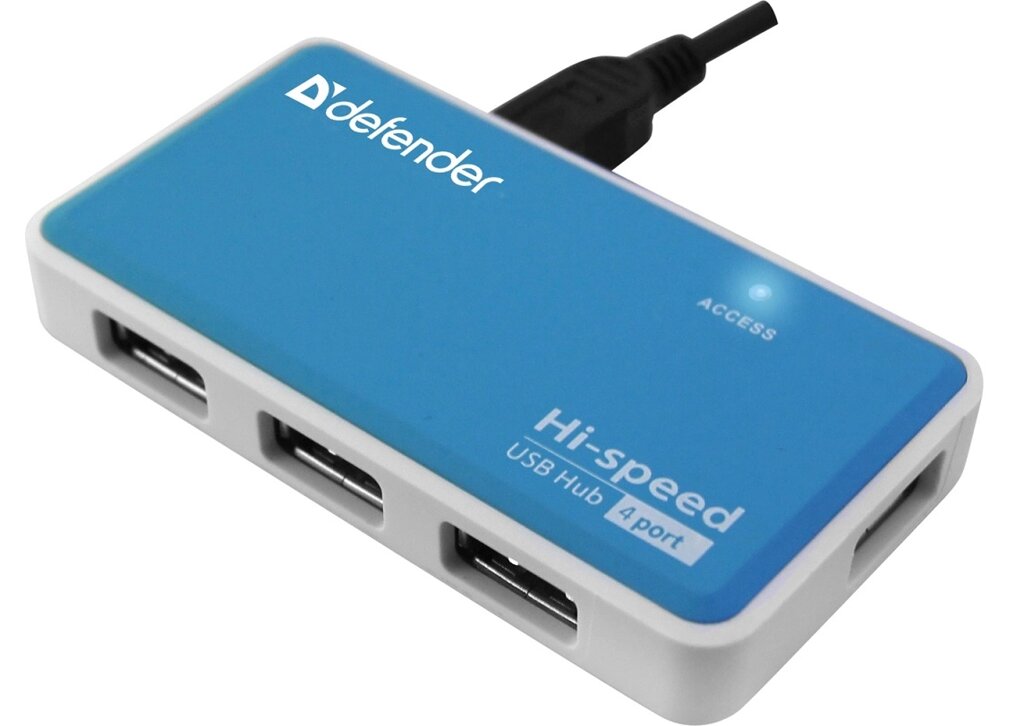 Разветвитель Defender Quadro Power USB2.0, 4 порта HUB, блок питания 2A от компании icopy - фото 1