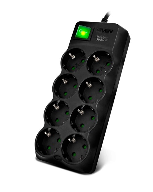 SVEN Сетевой фильтр Surge Protector  SF-08E-16 1,8 m (8 sockets) black от компании icopy - фото 1