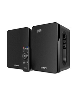 SVEN SPS-710, чёрный, акустическая система 2.0, мощность 2x20Вт (RMS), FM-тюнер, USB/SD, дисплей
