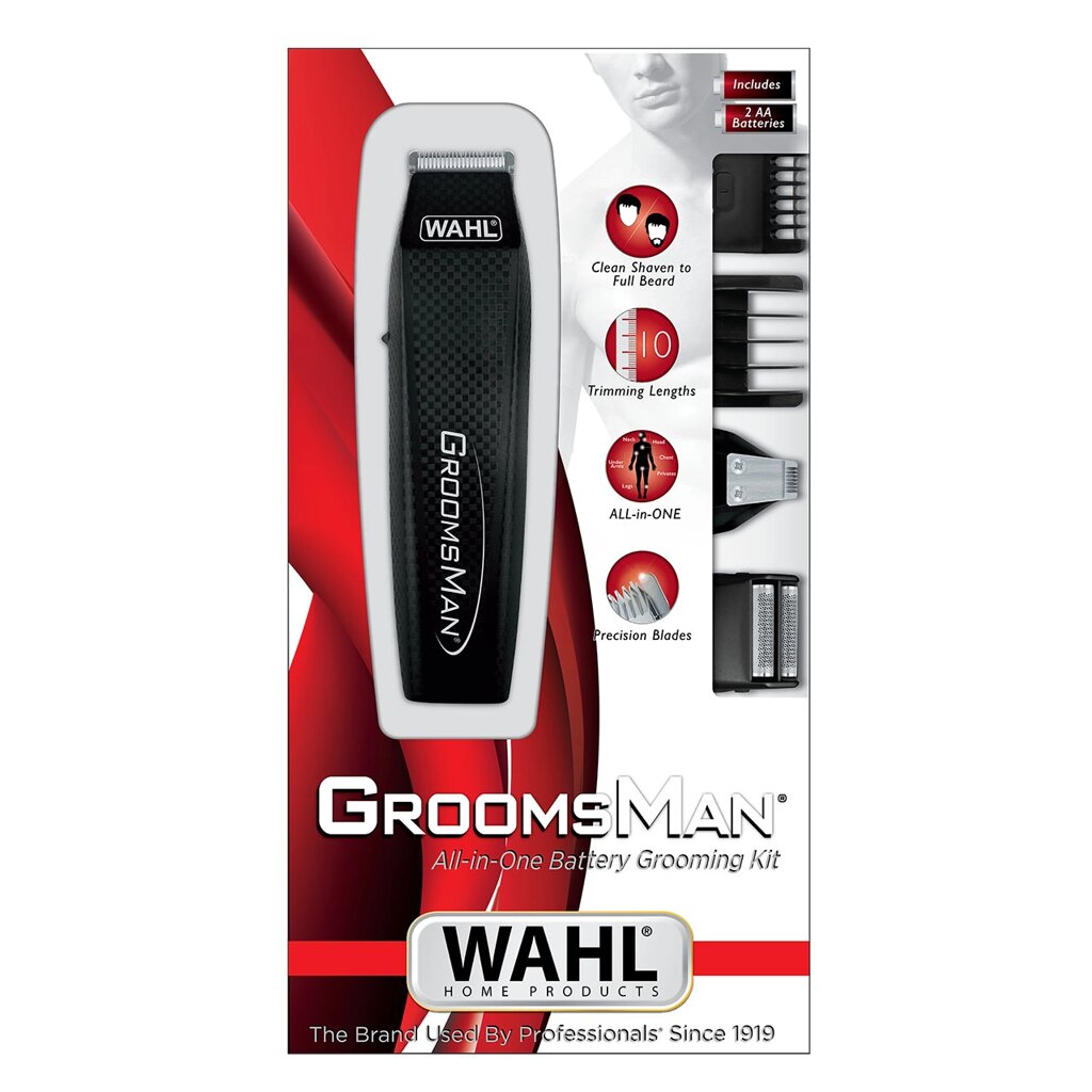 Триммер для усов и бороды Wahl Groomsman All in 1 Trimmer черный от компании icopy - фото 1