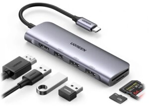Ugreen адаптер ugreen CM511 20956A type C to HDMI +USB 3.0*3 + SD/TF converter