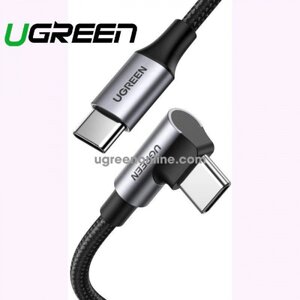 Ugreen Кабель UGREEN US334 USB-C 2.0 to Angled USB-C M/M Cable Aluminium Shell with Braided 1m (Black)