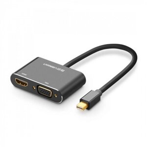 Ugreen Конвертер Ugreen MD115 Mini DP Male To VGA Female+HDMI Female Converter Black. 20422