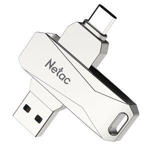 USB флеш 32GB 3.0 netac U782C OTG NT03U782C-032G-30PN серебристый
