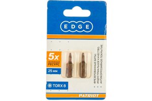 Бита EDGE by PATRIOT T8, сталь S2, длина 25 мм, 2шт в блистере