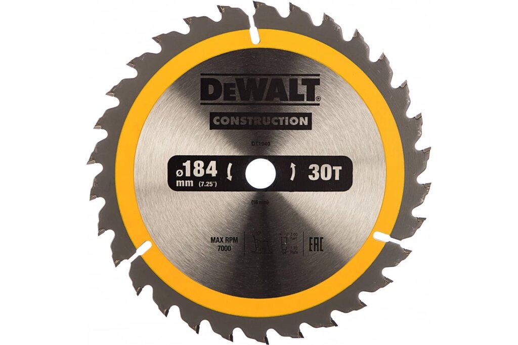 DeWalt, DT1940, Пильный  диск CONSTRUCT 184/16 30 ATB +10° от компании Qural-Saiman - фото 1