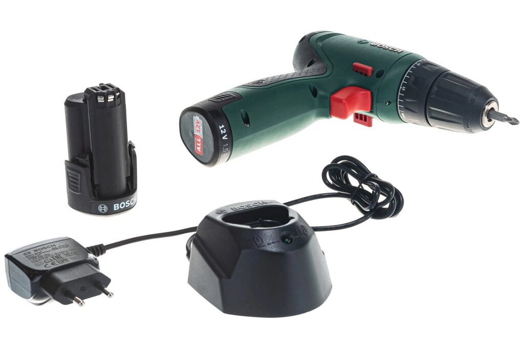 Дрель-шуруповерт аккумуляторная Bosch EasyDrill 1200 (2 акк.) Набор сверл и бит от компании Qural-Saiman - фото 1