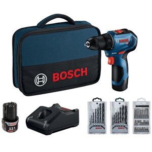 Дрель-шуруповерт аккумуляторная Bosch GSR 12V-30, набор битр, сумка 06019G9001