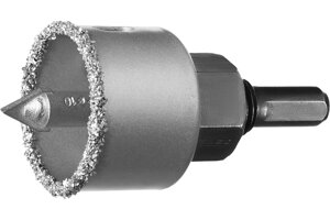 Коронка-чашка ЗУБР "Профессионал" c карбид-вольфрамовым нанесением, 38 мм, высота 25 мм, в сборе с д