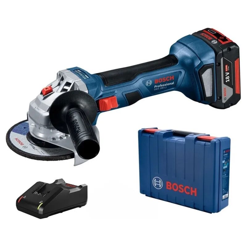 Машина шлифовальная угловая аккумуляторная (болгарка) Bosch GWS 180-LI Professional 06019H9025 от компании Qural-Saiman - фото 1