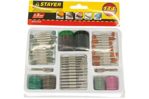 Набор мини-насадок STAYER MASTER для гравировальных машин, 134 предмета