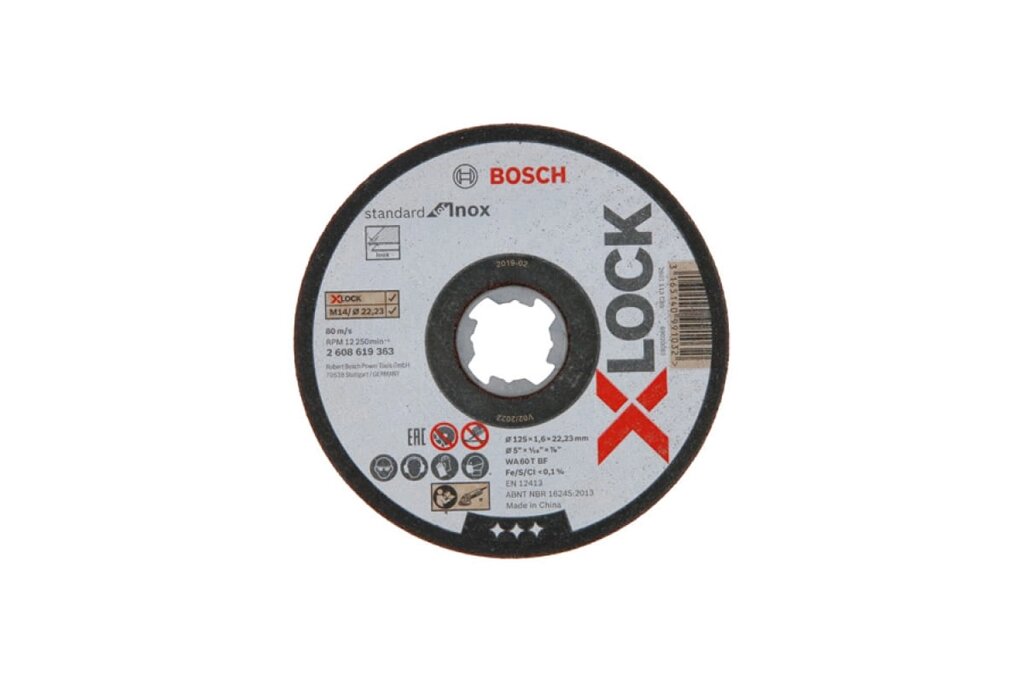 Отрезной диск по нержавеющей стали Bosch X-LOCK (125x1.6x22.2 мм;10 шт.) 2608619364 от компании Qural-Saiman - фото 1