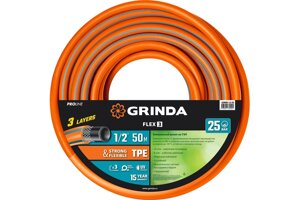 Поливочный шланг GRINDA PROLine FLEX 3 1/2" 50 м 25 атм из термоэластопласта трёхслойный армированны