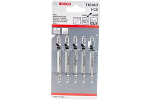 Пилки BOSCH T101АО для лобзика 5 шт. (56 мм; HCS; чистый пропил) 2608630031